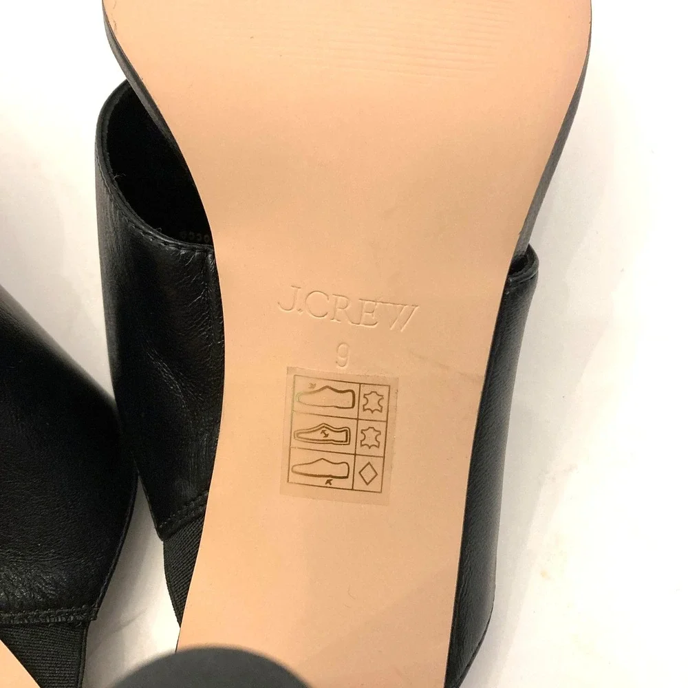 J. Crew Thong Sandals Open Toe High Heel Womens 9 Black Leather Snake‎ Print